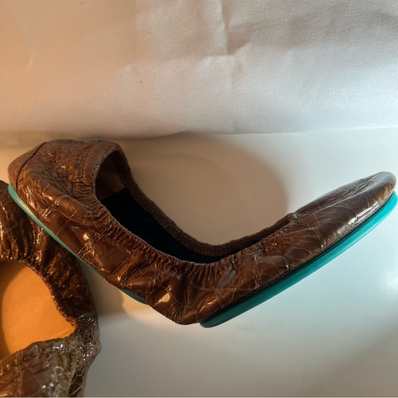 Tieks Women's Italian Leather Brown Croc Ballet Flats - Office 01 - Picture 13 of 15